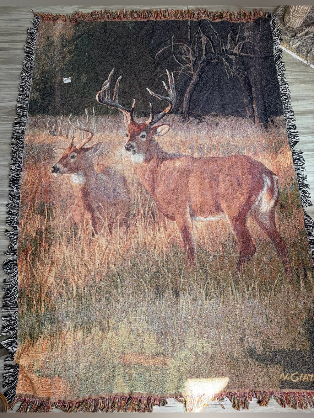 Rustic Deer Tapestry Wall Hanging - Brown